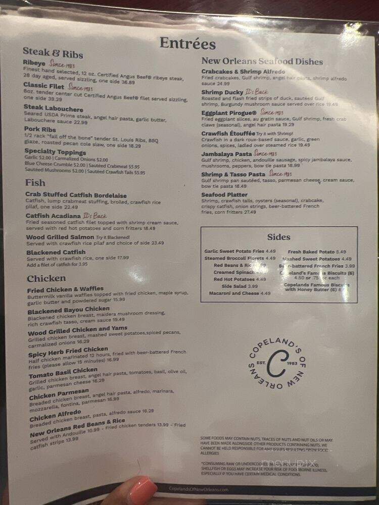 Copeland's - Jacksonville, FL menu_pic