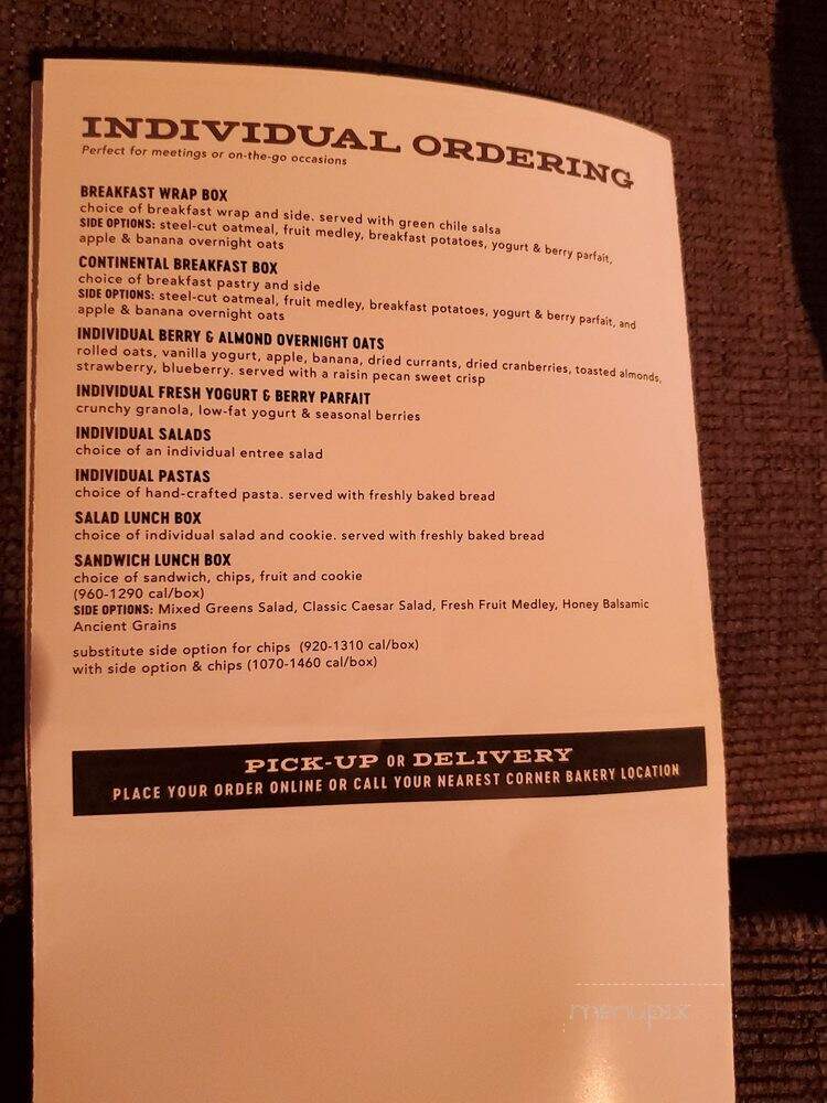 Corner Bakery Cafe - Glendora, CA menu_pic