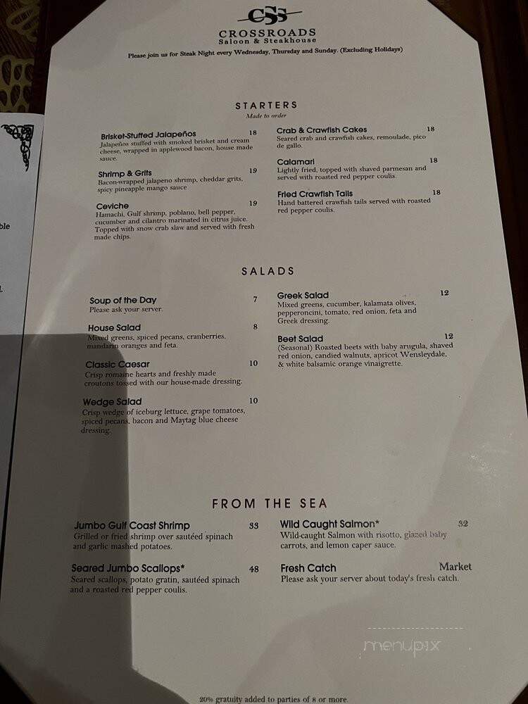 Crossroads Saloon and Steakhouse - Fredericksburg, TX menu_pic