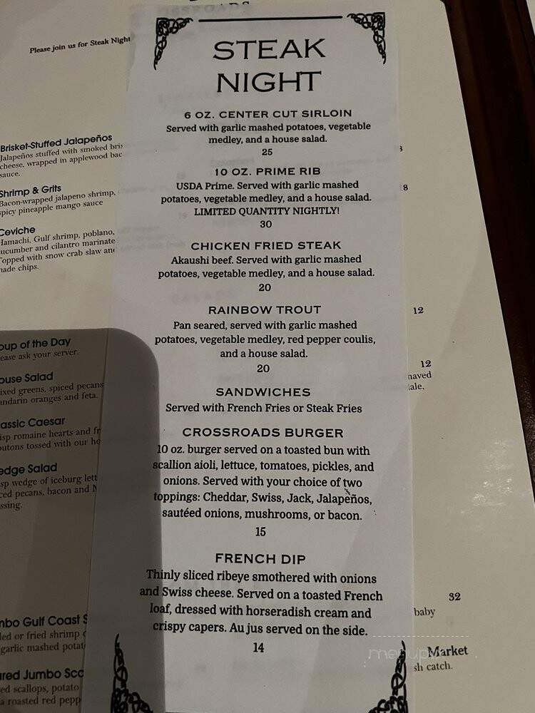 Crossroads Saloon and Steakhouse - Fredericksburg, TX menu_pic