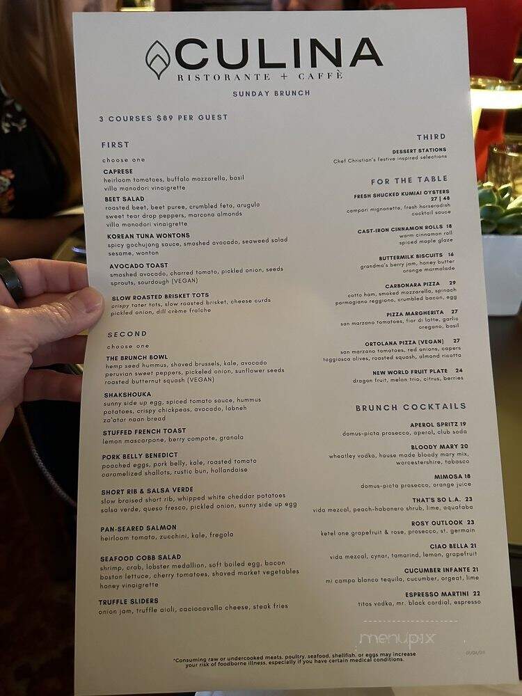 Culina Modern Italian - Los Angeles, CA menu_pic
