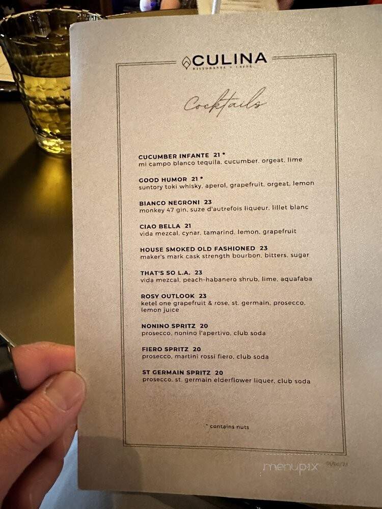 Culina Modern Italian - Los Angeles, CA menu_pic