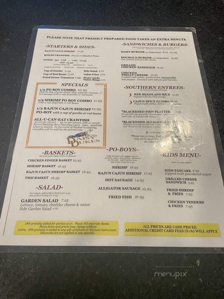 Daisy Dukes Restaurant - New Orleans, LA menu_pic