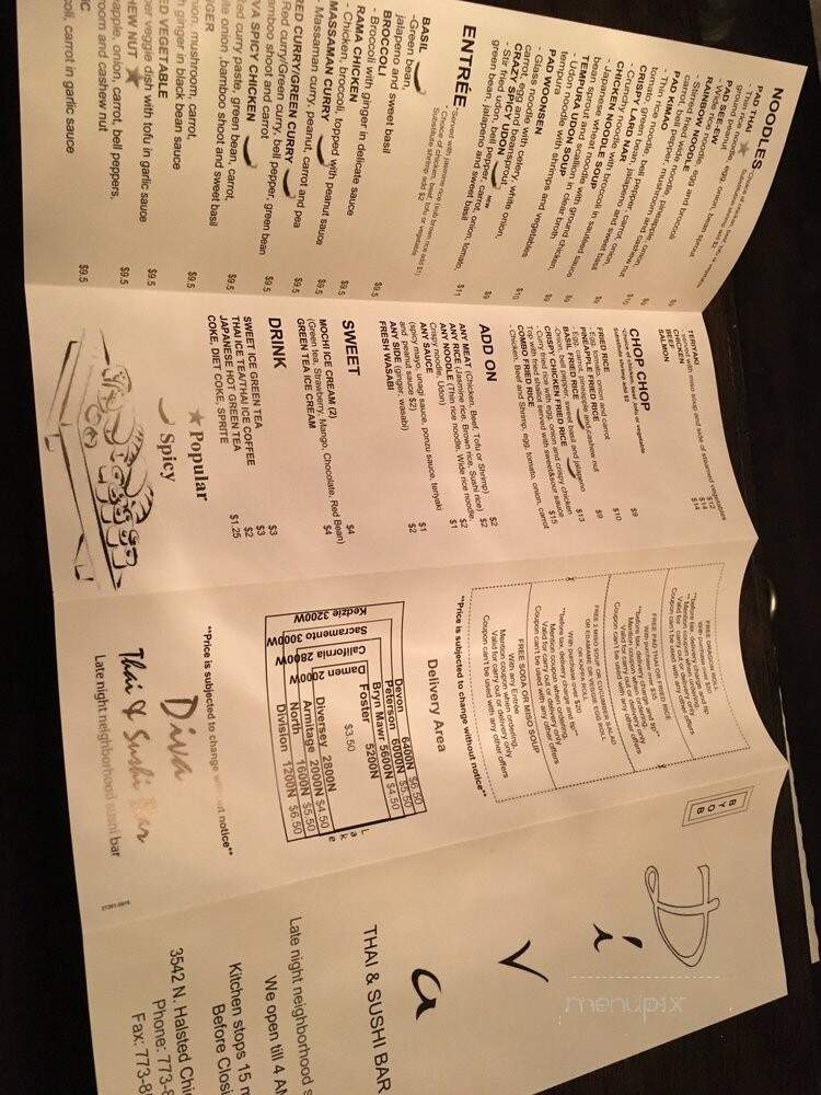 Diva Thai and Sushi Bar - Chicago, IL menu_pic