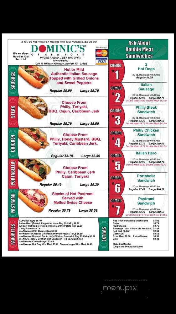 Dominics of New York - Norfolk, VA menu_pic