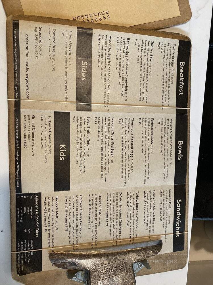 Homegrown Sustainable Sandwich Shop - Seattle, WA menu_pic