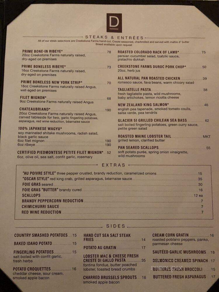 Delmonico Steakhouse - Las Vegas, NV menu_pic