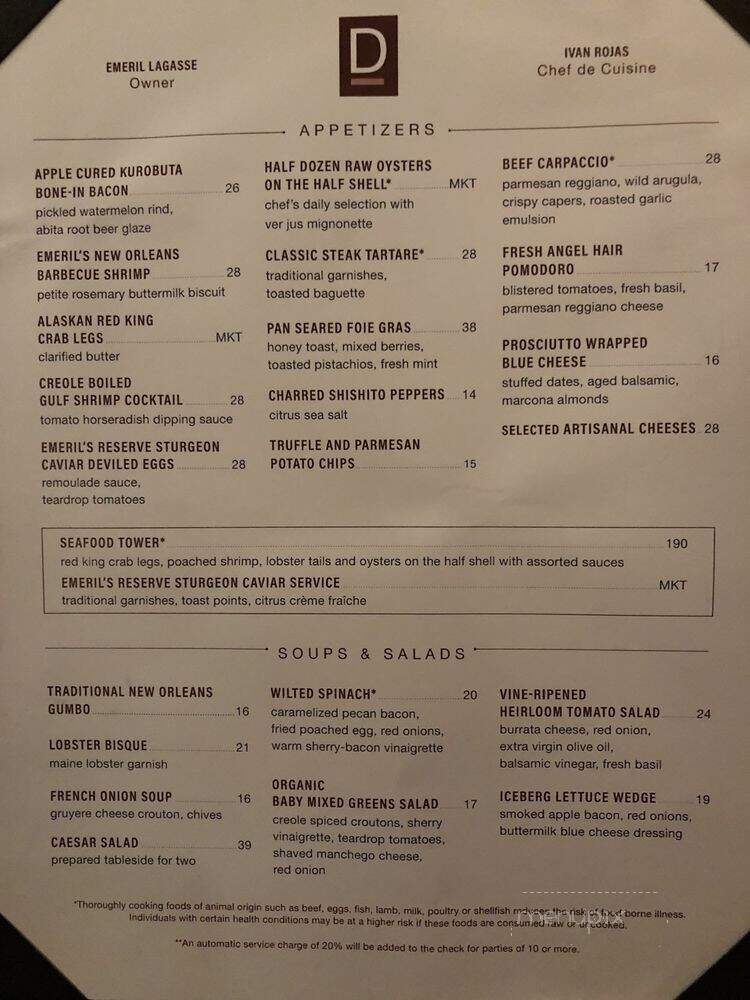 Delmonico Steakhouse - Las Vegas, NV menu_pic