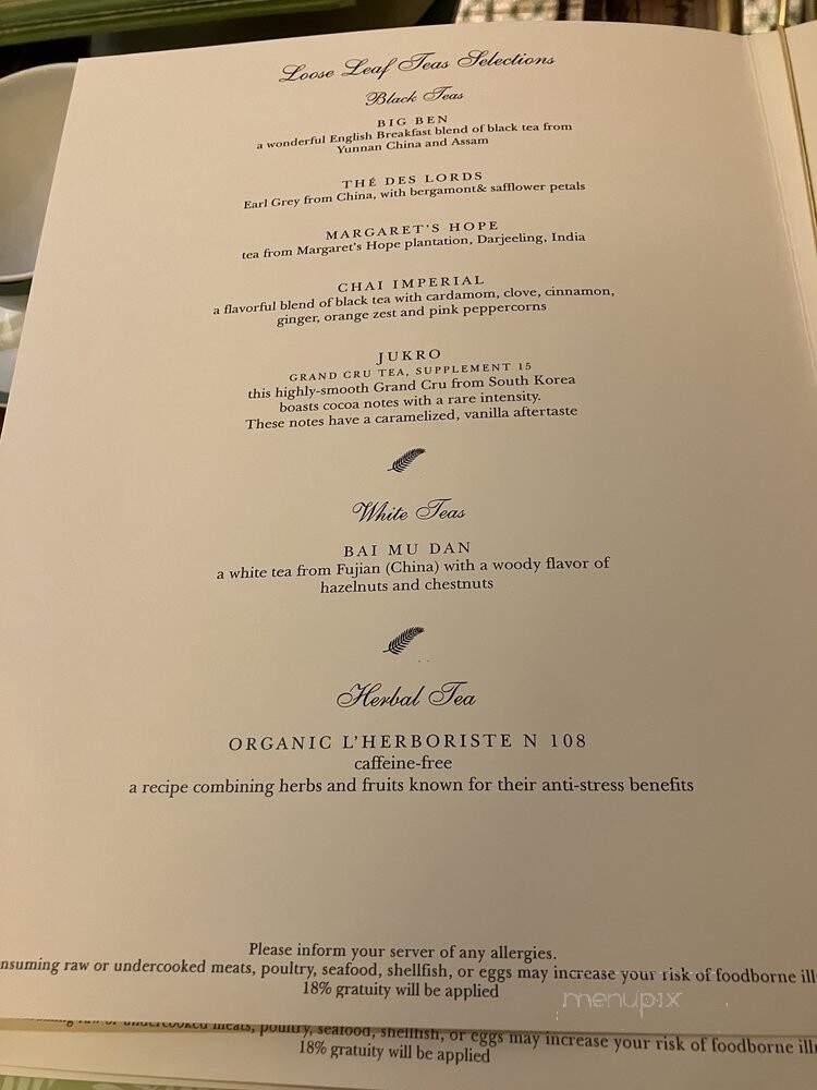 Palm Court - New York, NY menu_pic