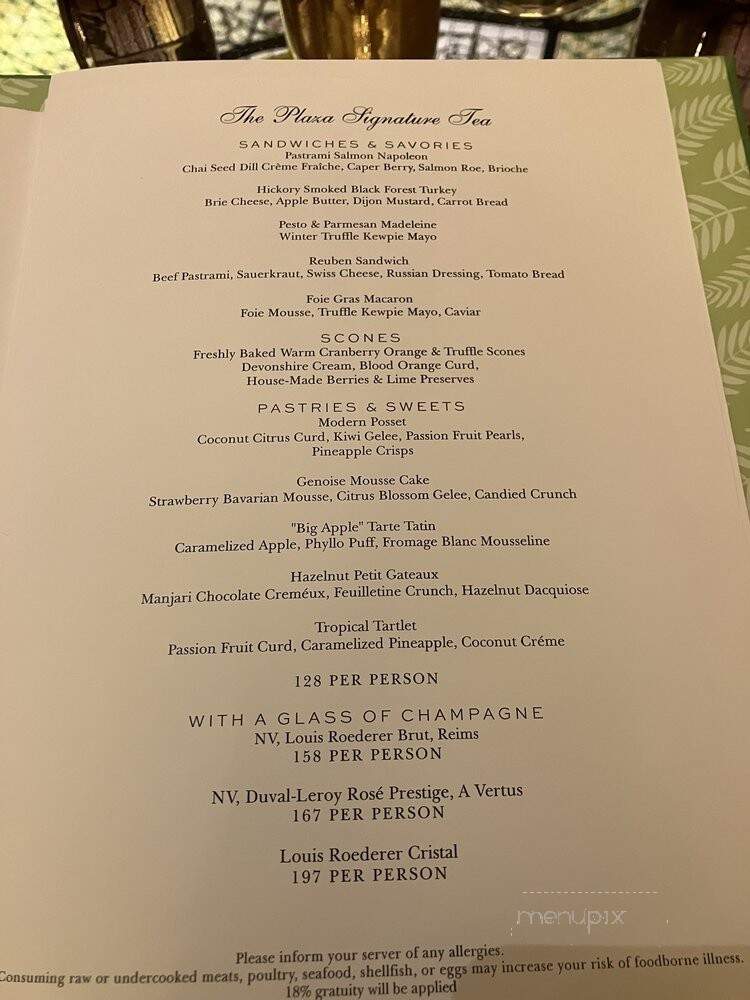 Palm Court - New York, NY menu_pic