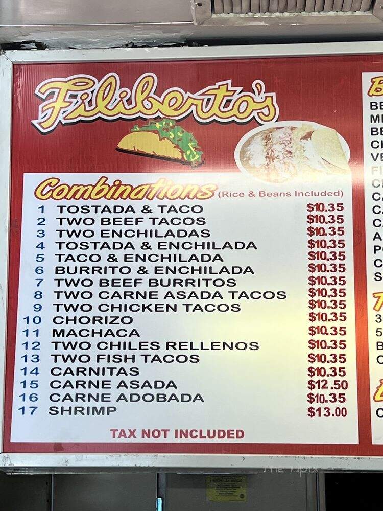Filibertos - San Diego, CA menu_pic