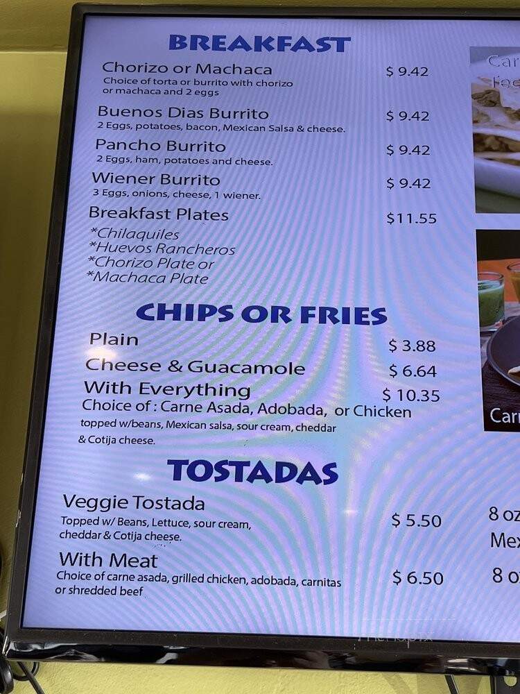 Santanas Mexican Grill - San Diego, CA menu_pic