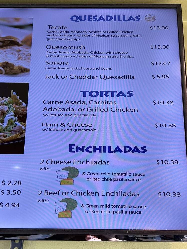 Santanas Mexican Grill - San Diego, CA menu_pic