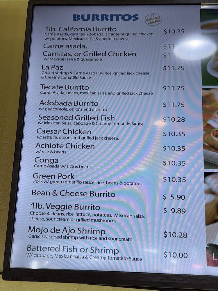Santanas Mexican Grill - San Diego, CA menu_pic