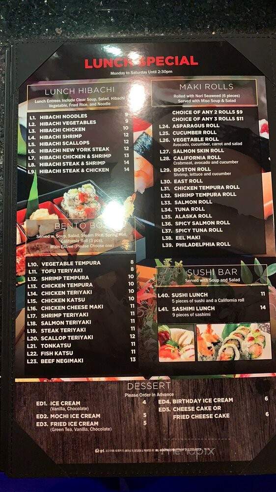 Fuji Japanese Steakhouse - Mentor, OH menu_pic