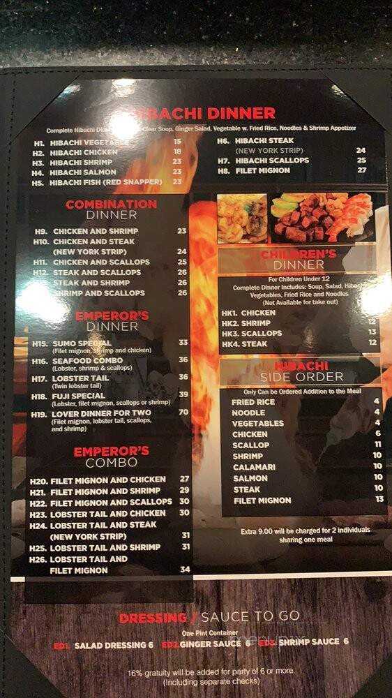 Fuji Japanese Steakhouse - Mentor, OH menu_pic