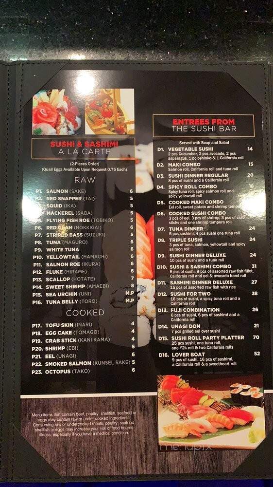 Fuji Japanese Steakhouse - Mentor, OH menu_pic
