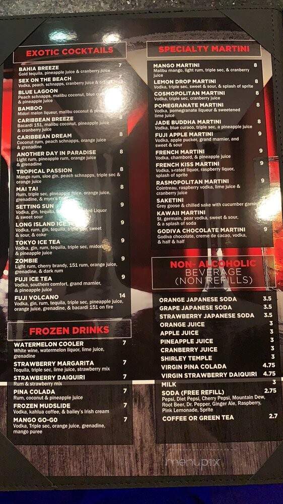 Fuji Japanese Steakhouse - Mentor, OH menu_pic