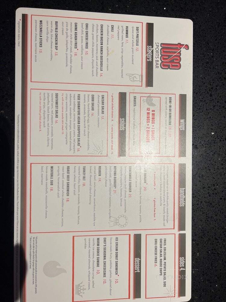 Fuse - Nashville, TN menu_pic