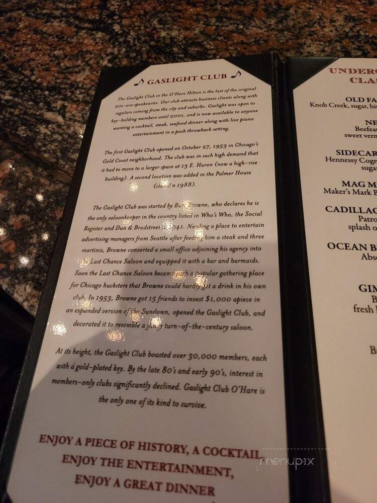 The Gaslight Club - Chicago, IL menu_pic
