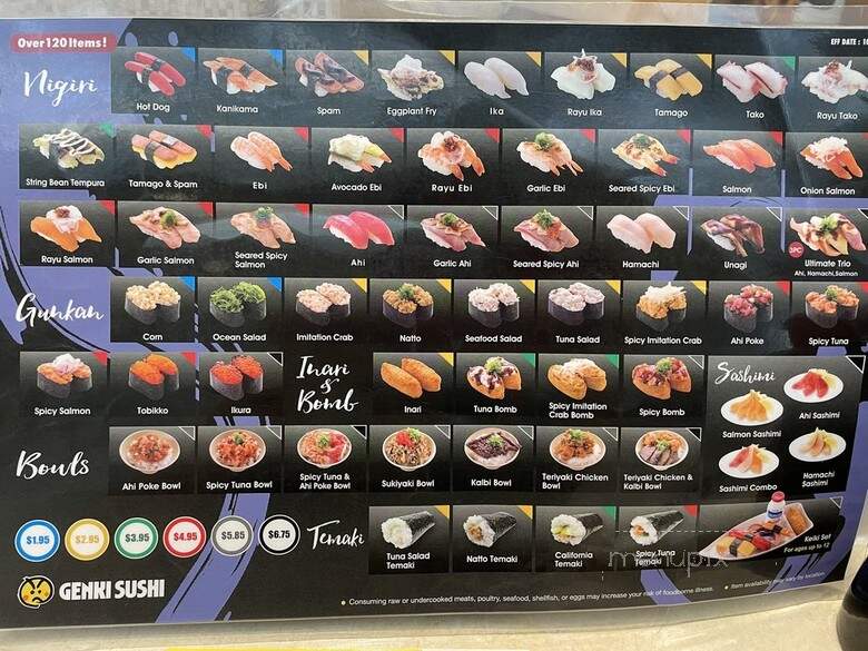 Genki Sushi - Honolulu, HI menu_pic