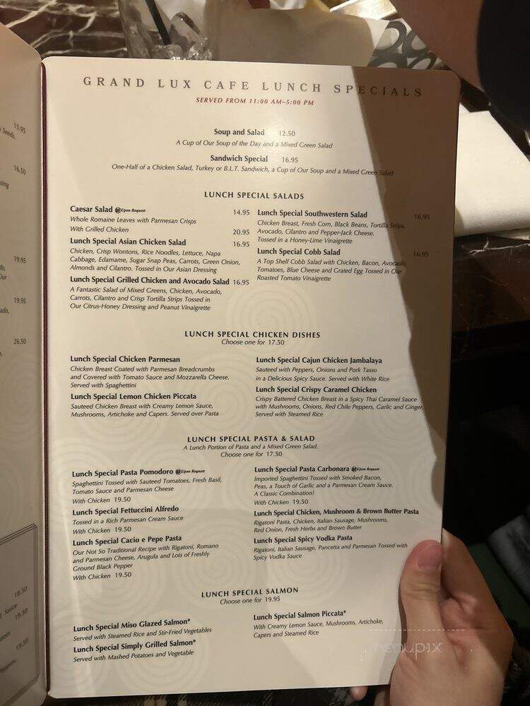 Grand Lux Cafe - Las Vegas, NV menu_pic