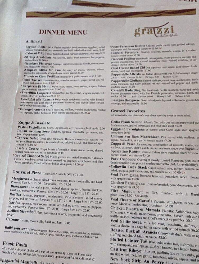 Gratzzi Italian Grille - St. Petersburg, FL menu_pic