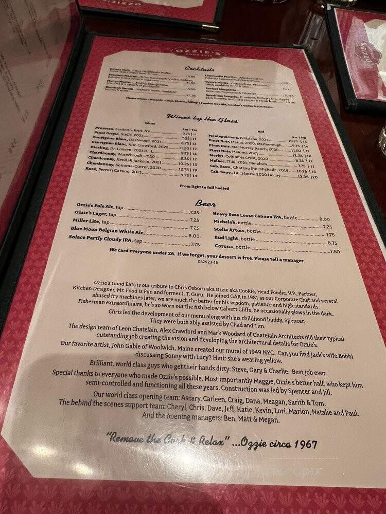 Ozzies Corner Italian - Fairfax, VA menu_pic