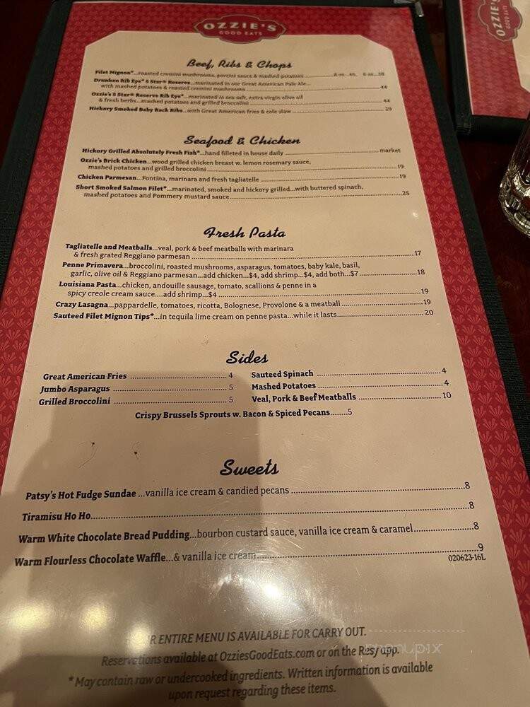 Ozzies Corner Italian - Fairfax, VA menu_pic