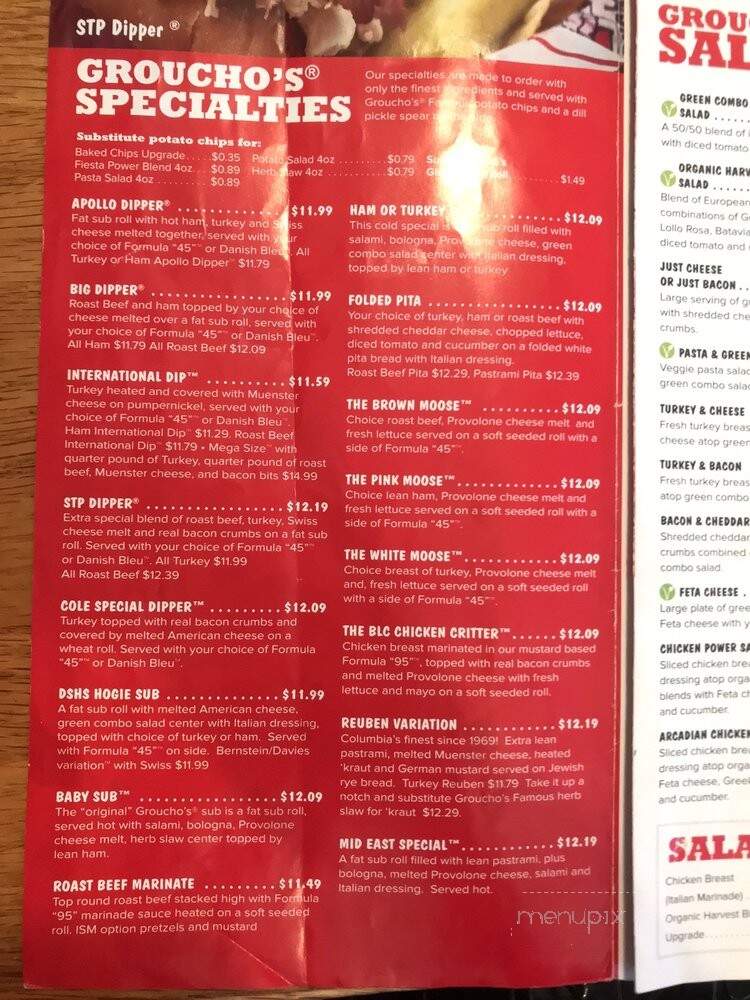 Groucho's Deli - Charleston, SC menu_pic