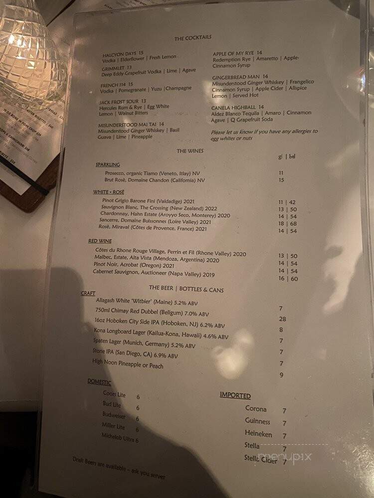 Halcyon - Montclair, NJ menu_pic