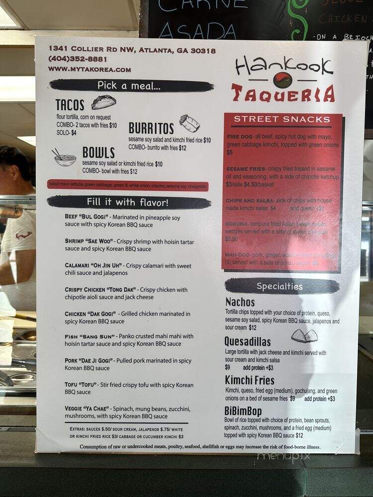 Hankook Taqueria - Atlanta, GA menu_pic