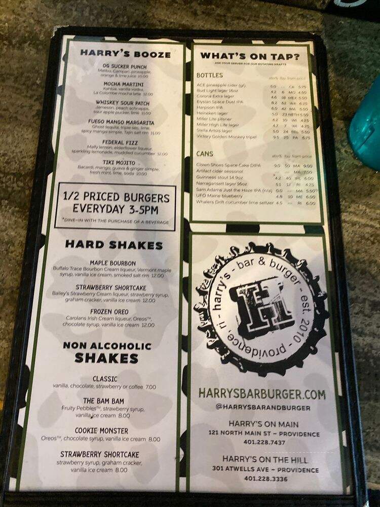 Harry's Bar & Burger - Providence, RI menu_pic