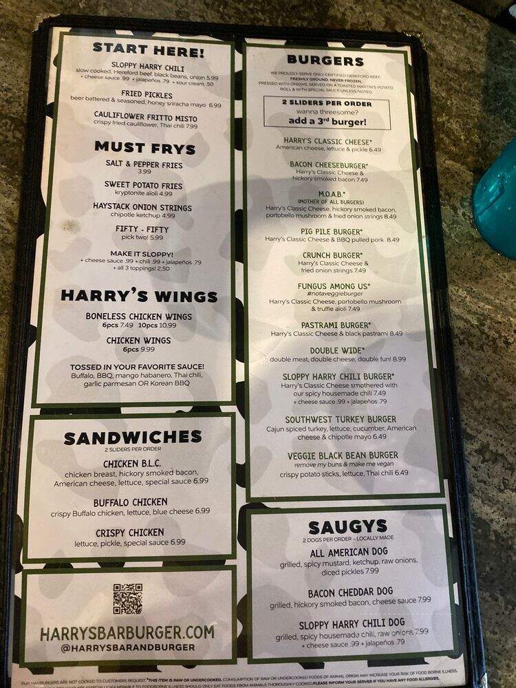Harry's Bar & Burger - Providence, RI menu_pic
