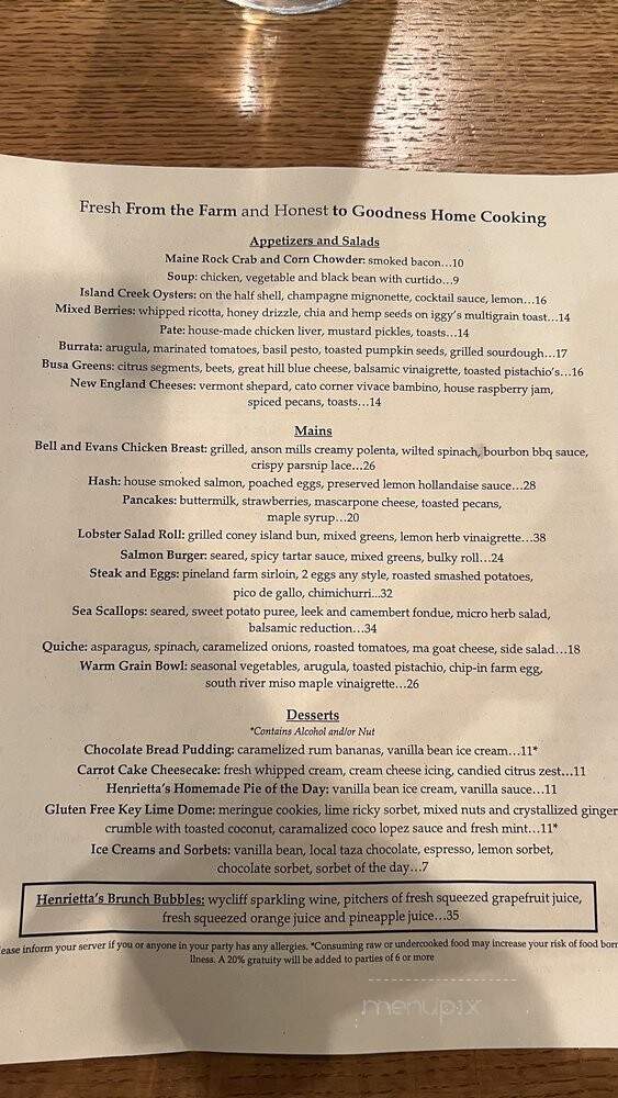 Henriettas Table - Cambridge, MA menu_pic