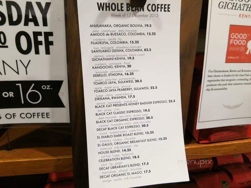 Intelligentsia Coffee - Chicago, IL menu_pic