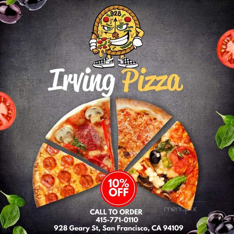 Irving Pizza - San Francisco, CA menu_pic