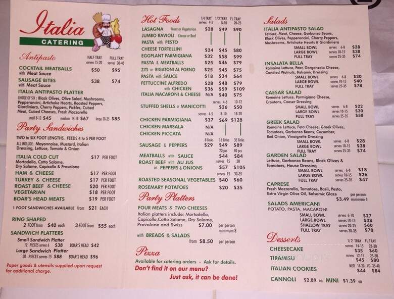 Italia Panetteria and Deli An Italian Delicatessen - Valencia, CA menu_pic
