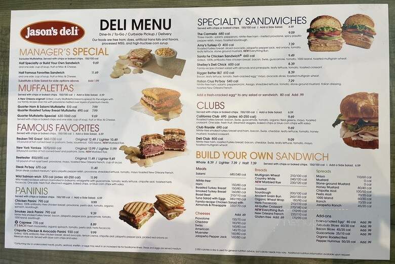 Jason's Deli - Houston, TX menu_pic