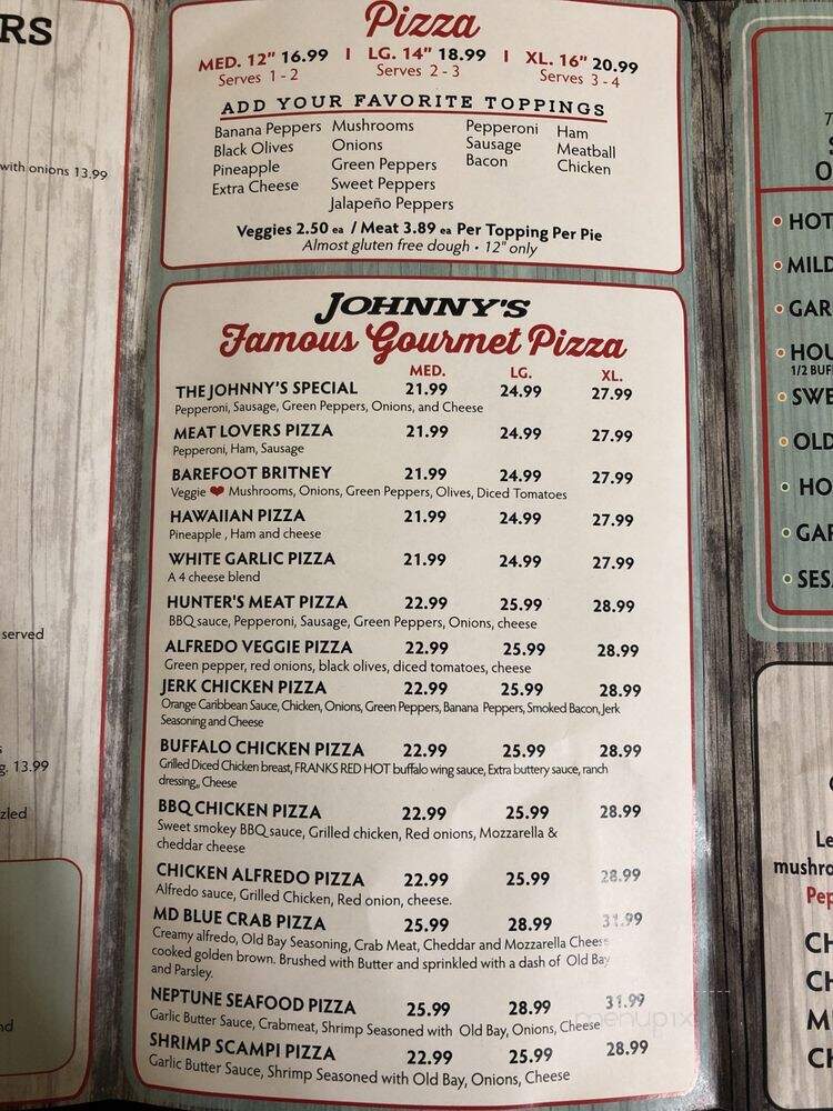 Johnny's Pizza - Ocean City, MD menu_pic