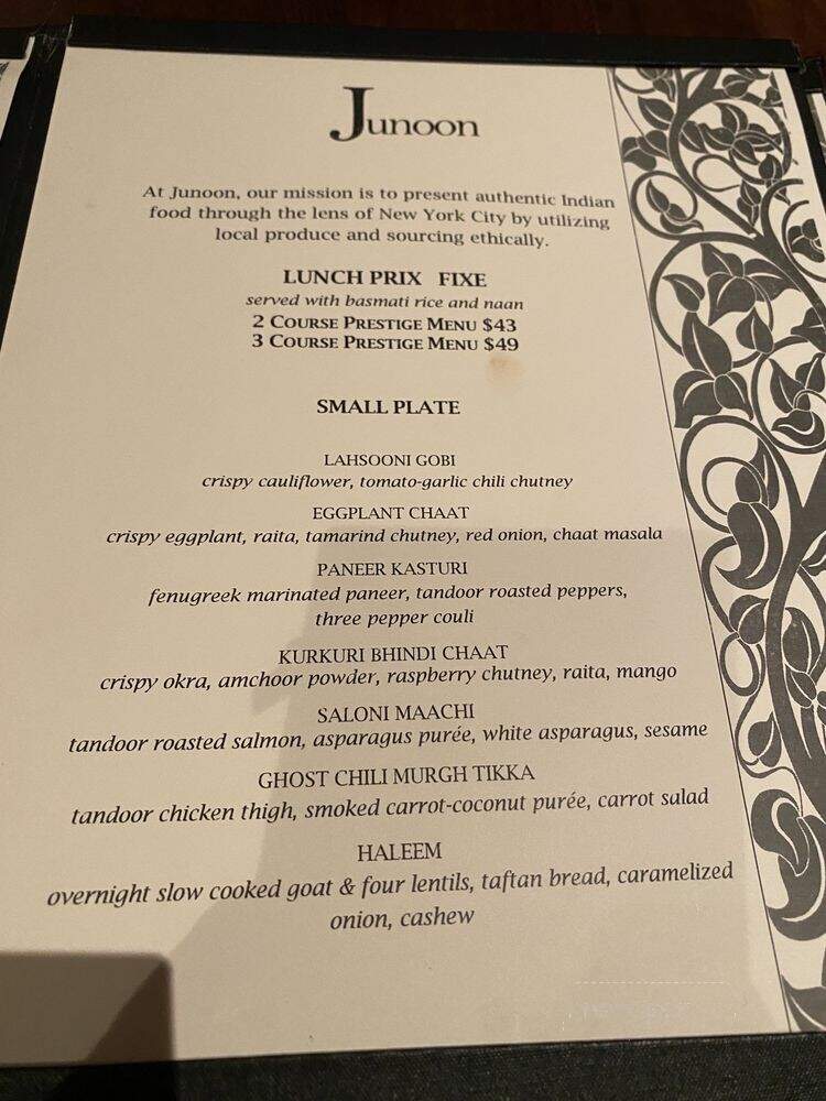 Junoon - New York, NY menu_pic
