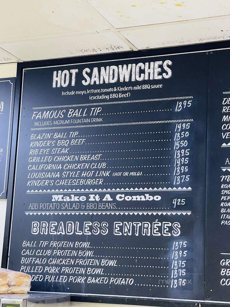Kinders Custom Meats - Martinez, CA menu_pic