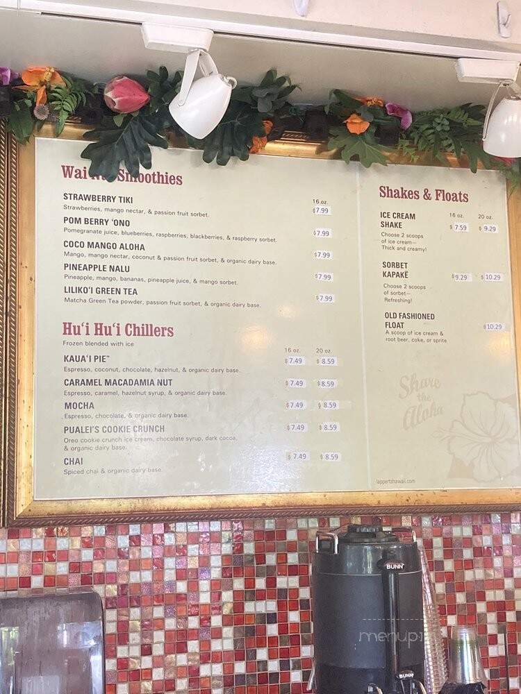 Lapperts Aloha Ice Cream - Honolulu, HI menu_pic