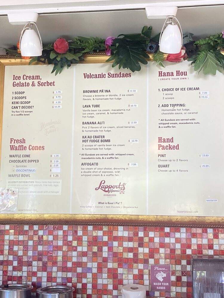 Lapperts Aloha Ice Cream - Honolulu, HI menu_pic
