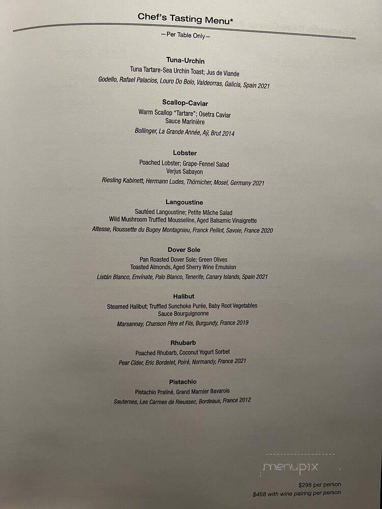 Le Bernardin - New York, NY menu_pic
