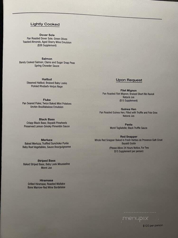 Le Bernardin - New York, NY menu_pic