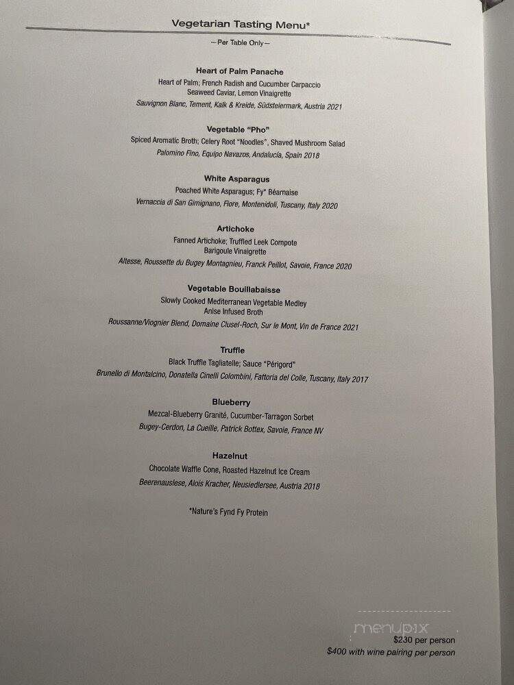 Le Bernardin - New York, NY menu_pic