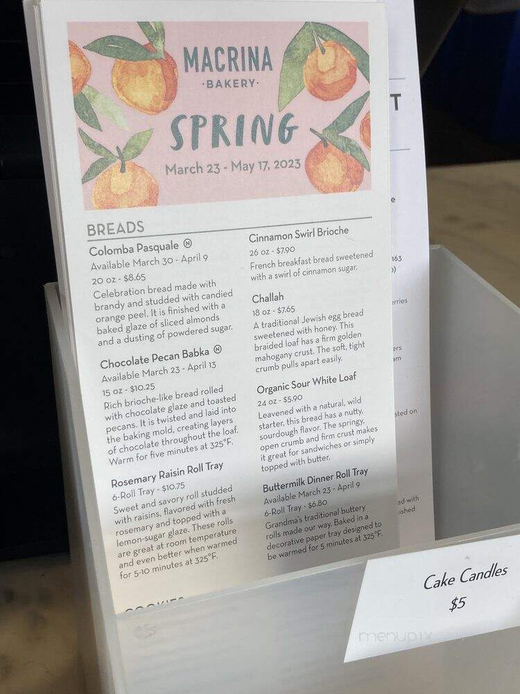 Macrina Bakery and Cafe - Seattle, WA menu_pic