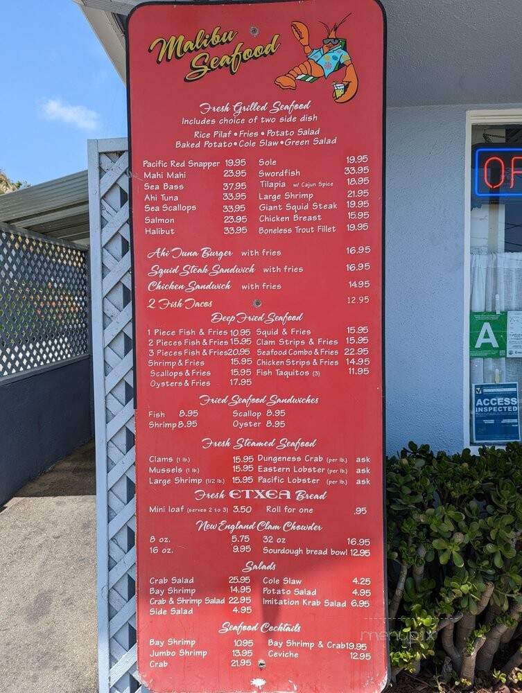 Malibu Seafood - Malibu, CA menu_pic