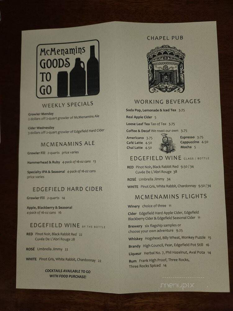 Mcmenamins Pubs & Breweries - Portland, OR menu_pic